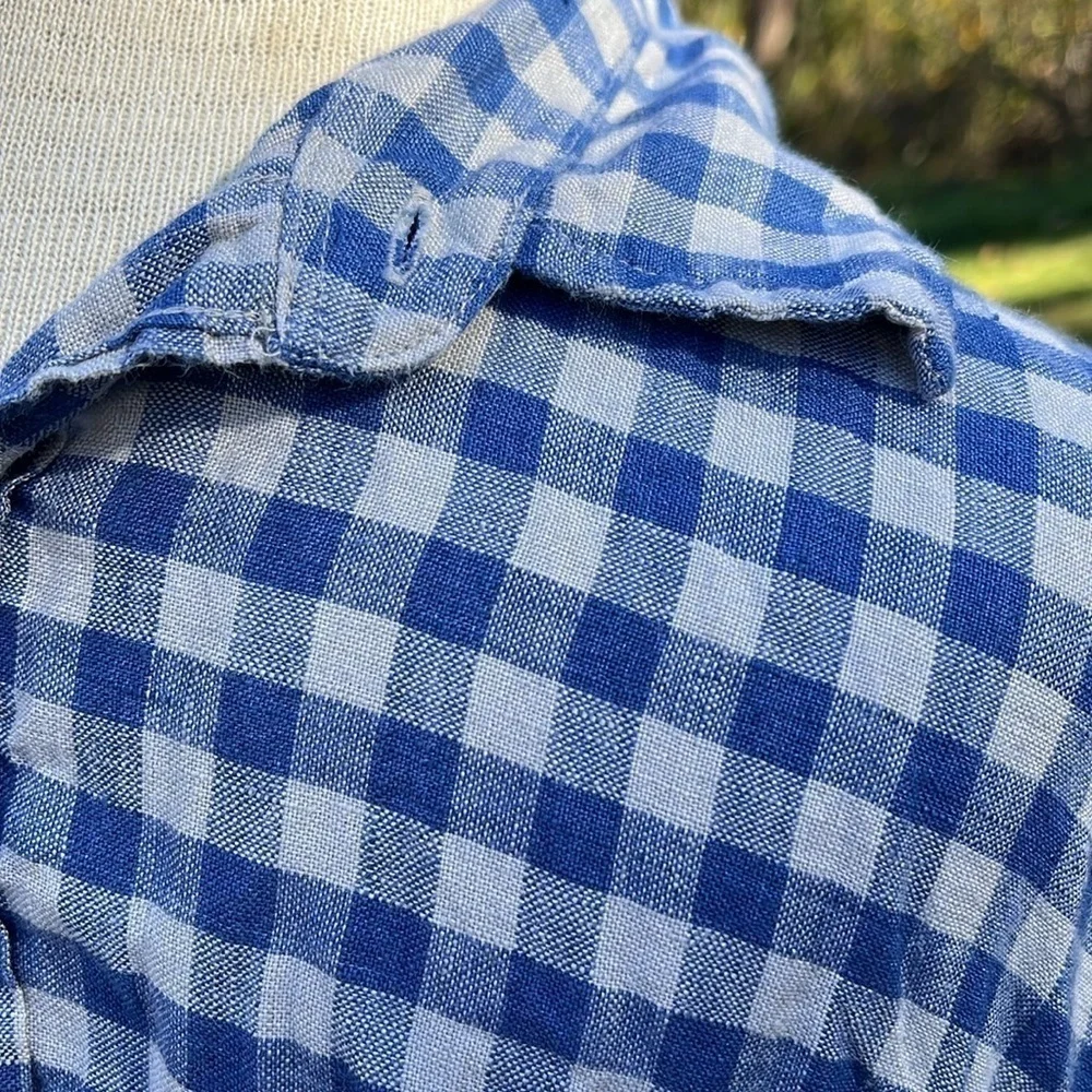 J.Crew checkered, slim button down long sleeve shirt blue/gray,100% linen,medium